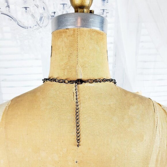 Long Hematite Chain Glass Crystal & Bead Necklace - Picture 4 of 4